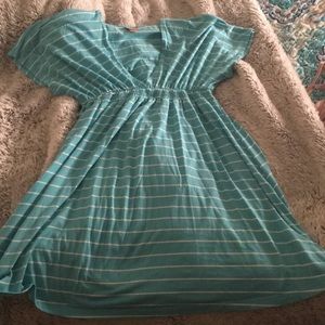 Teal blue dress with white strips